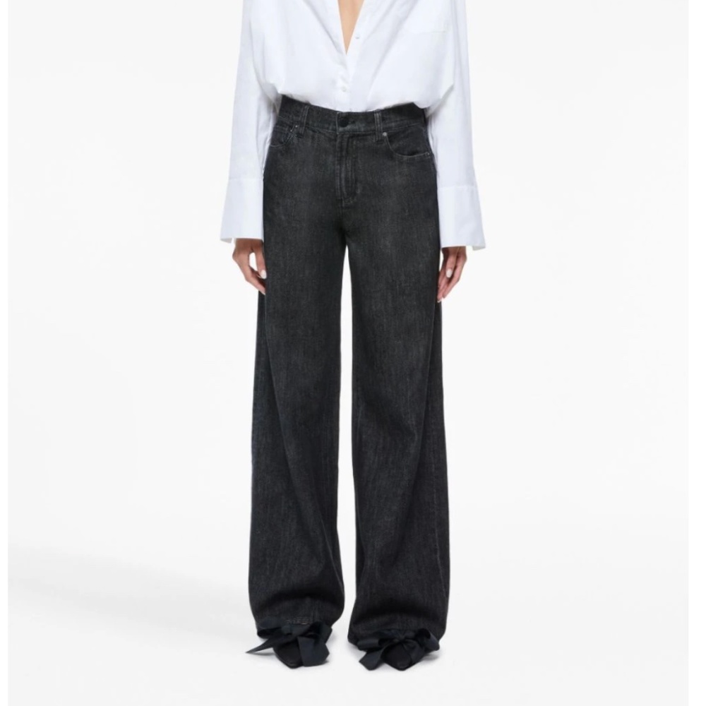 alice + olivia Trish low-rise wide-leg jeans in maya smooth black